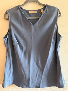 Kate Hill, 1X, silk, blue tank top